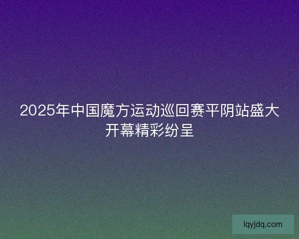 2025年中国魔方运动巡回赛平阴站盛大开幕精彩纷呈